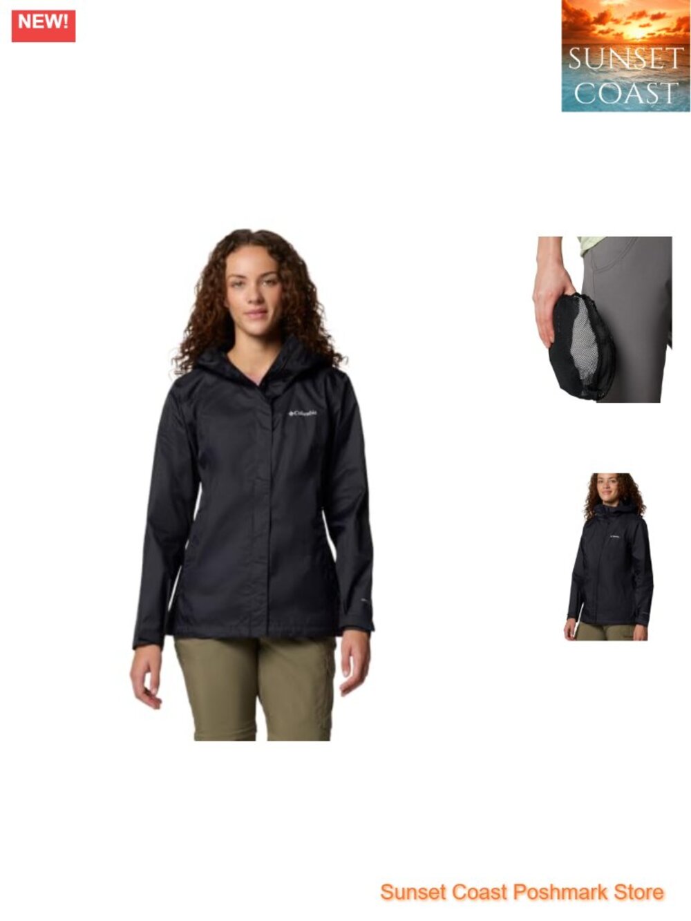 Waterproof Rain Jacket Nylon Shell Packable Hood